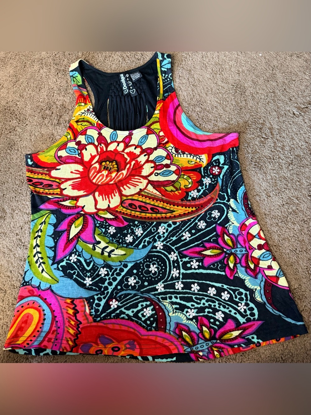 Desigual Bright Floral Racerback Tank Top - Multicolor